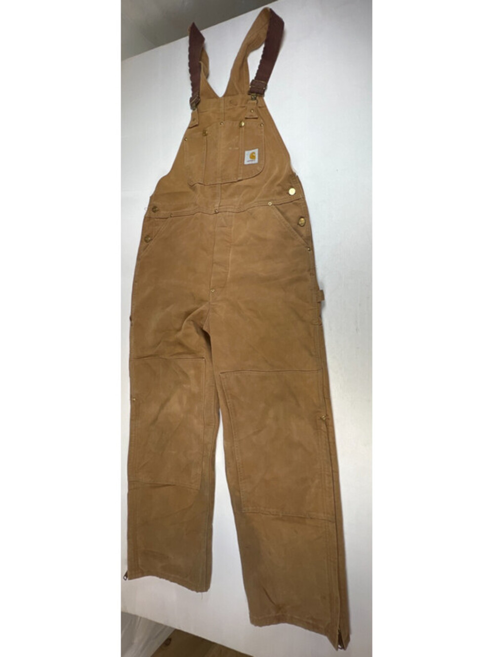 Vintage Carhartt 6FBQZ Men Brown 38x32 Quilted Lined Duck Bib Overalls